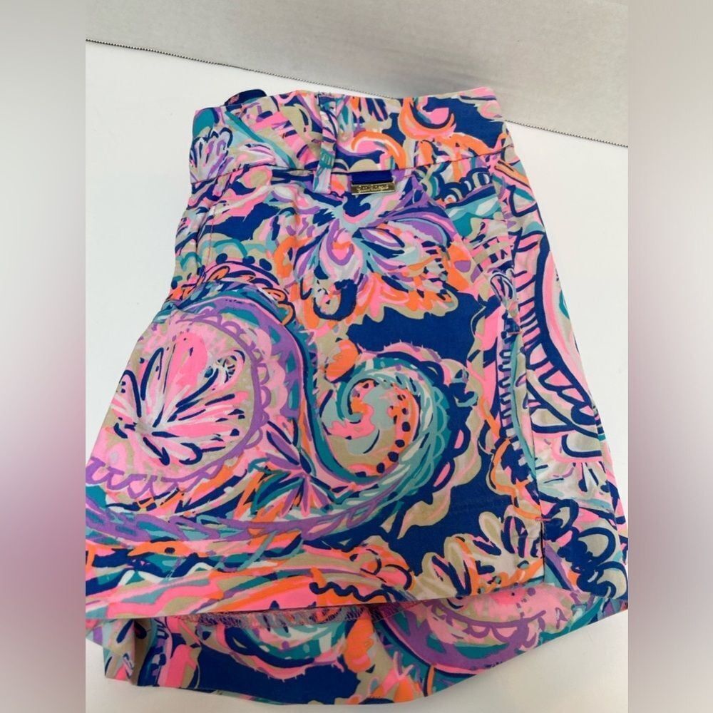 Lilly Pulitzer The Callan Short 5" Inseam Size 4 Blue Current Drop Me a Lime